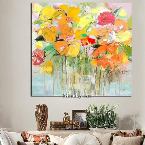 Unframed Handmade Texture Knife Flower Tree Abstract Modern Wall Art Oil Painting Canvas Home Wall Decor For Room Decoration