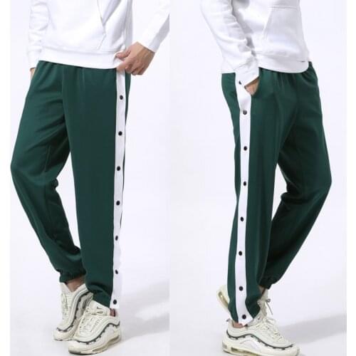Men Running Sport Pants Breasted Pants Spring and Autumn Button Mens Casual Loose Foot Guard Pants Basketball Training