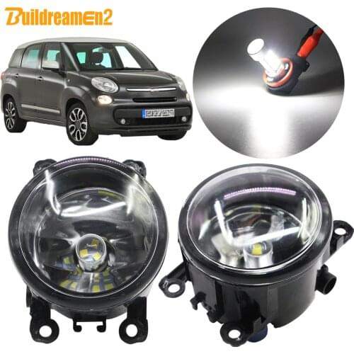Buildreamen2 For Fiat 500 L4 1.4L 2012 2013 2014 2015 Car H11 Fog Light Kit Lampshade + Bulb Daytime Running Light DRL 12V