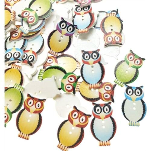 100Pcs Wooden OWL Buttons Charms 2 Holes Sewing Craft Scrapbooking Cardmaking Hot DIY Home Decor DIY Cloth Accessories 30*20MM