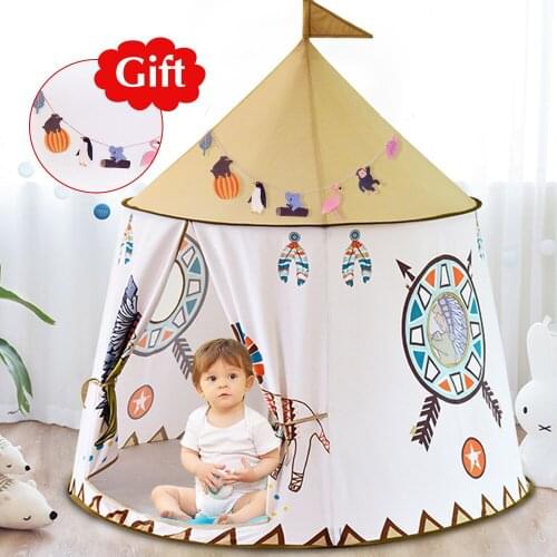 2021 Birthday Christmas Gift Kid Tent House Portable Princess Castle 123*116cm Present Hang Flag Children Teepee Tent Play Tent