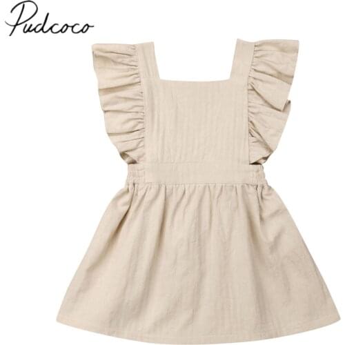 2019 Children Summer Clothing Infant Baby Girl Kids Backless Dress Clothes Toddler Princess Party Solid Sleeveless Sundress 1-7T