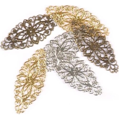 10Pcs Filigree Wraps Connectors Embellishments For Diy Scrapbooking Home Decor Gold/silver/Bronze Handmade Metal Crafts yk0745
