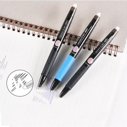 GENVANA Friction Gel Ink Pen Erasable 0.5mm Black/Blue 12pcs/box Press Neutral Pen Correct Mistake Kid Office Stationery G-11670