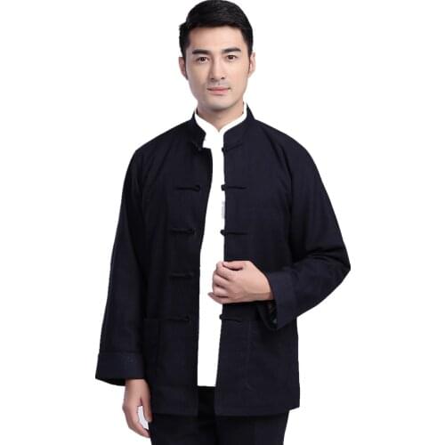 Chinese Solid Suit Jackets Chinoiserie Mandarin Collar Slim Fit Kung Fu Jackets 2017 New Fashion Tunic Suit 2 Color