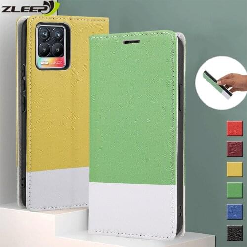 Flip Leather Case For OPPO A94 A93 A92 A74 A72 A55 A52 A52 A15 Realme 8 Q3 C11 C15 F17 F19 Reno 6 Pro Plus Stitching Phone Cover