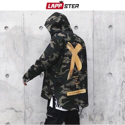LAPPSTER Men Streetwear Cross Hooded Jackets Coats 2021 Mens Hip Hop Windbreaker Jacket Punk Camo Fashions Windbreaker Jackets