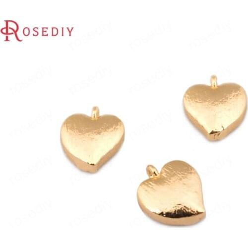 F440)10 pieces 9*7mm 24K Gold Color Brass Heart Charms Pendants High Quality Diy Jewelry Findings Accessories wholesale