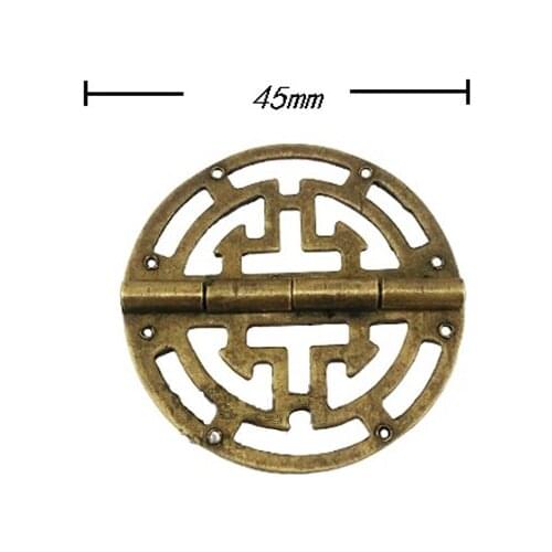 Brass Hollow Hinge Decor Round Hinges Wooden Gift Jewelry Box Hinge Fittings for Furniture Hardware+Srew 45mm Dia