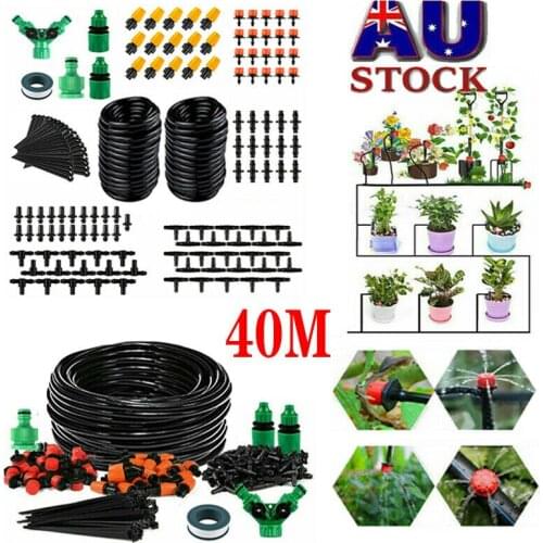 40m/131 Feet Micro Drip Irrigation System Garden Flower Planting Watering Hose Kit It Can Be Used For Camping Outdoors