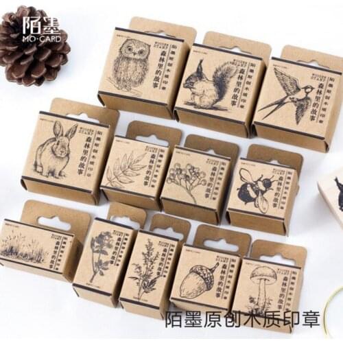 Cute Forest Animal Stamps Retro Seal decoration stamp wooden rubber stamps for scrapbooking stationery DIY craft standard stamp