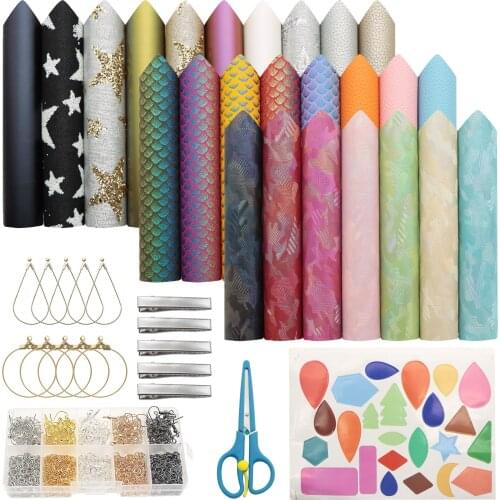 25 Pieces Leather Earring Making Kit with Metal Hair Clips, Earring Hooks,Earrings Template for Earrings Making Supplies