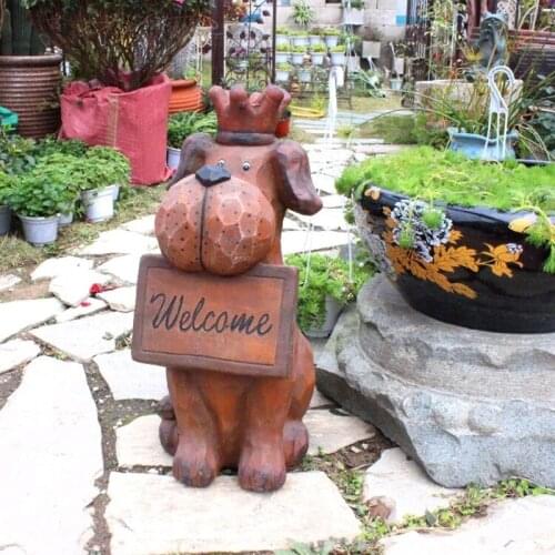 New Creative,Home Garden,Dog Welcome Tag,Figurine,Sculpture,Courtyard Garden,Resin,Animal Statue,Home Garden,Decorative Articles
