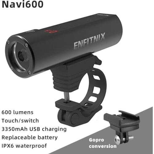 2020 New Light Smart Headlights Enfitnix Navi600 USB Rechargeable Road Mountain Bike Smart Headlights for Bicycle Accessories