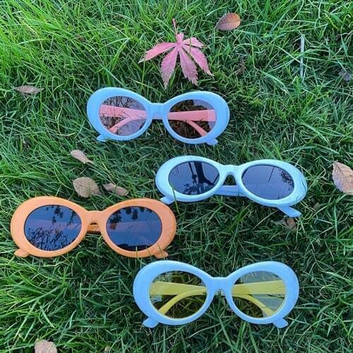 Candy Color Oval Retro Sunglasses Women Vintage Sun Glasses For Men Luxury Brand Orange Eyeglasses Frame Small Oculos De Sol