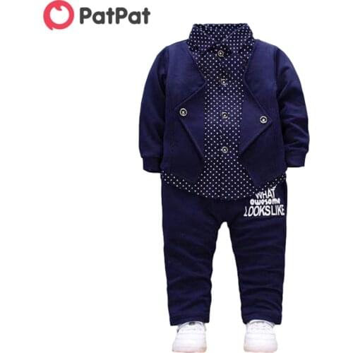PatPat 2021 New Spring and Autumn 2pcs Baby Boy Gentleman Sets for Baby Toddler Boys Clothing Sets Babys Clothing