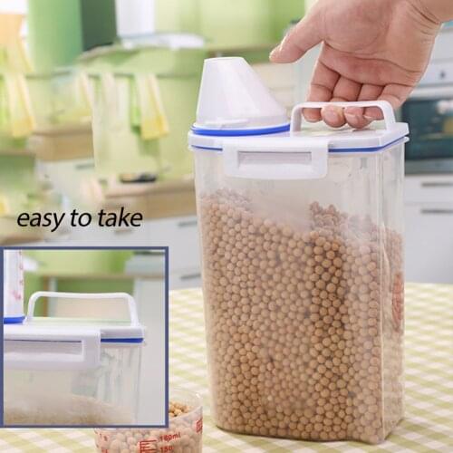 Plastic Cereal Tank Grain Storage Container Sealed Can Kitchen Gadget Transparent Food Grain Dispenser Storage Box