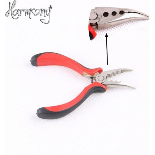 1 piece Elbow tip three holes with teeth Stainless Steel Prebond Hair Remover Hair Pliers/Hair Extension Pliers