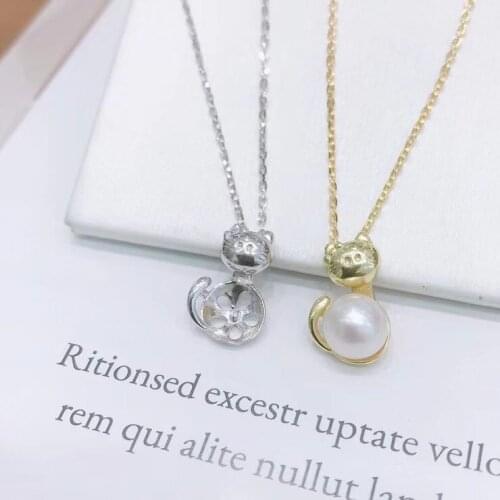 Charm Style 925 Sterling Silver Necklace Set Findings Jewelry Settings Mountings Parts for Akoya Edison Pearls, Coral, Jade