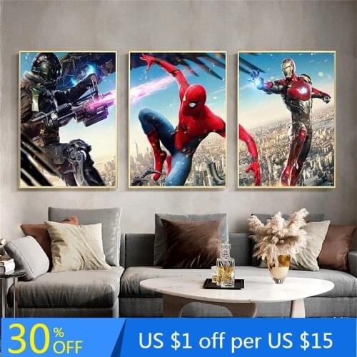 Pop Marvel Superhero 3 Pieces/Set Canvas Painting Spiderman Iron Man Posters Wall Art Picture For Living Room Home Decor Cuadros