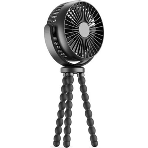 Portable Clip-On Fan, with Elastic Tripod, Can Be Rotated 360 Degrees, Suitable for Strollers, Bicycles (Black)