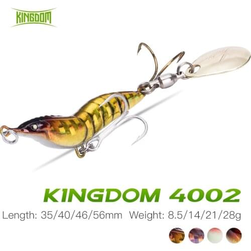 Kingdom Shrimp Fishing Lure 8.5g 14g 21g 28g Metal Jig With Spoon Rotated On Tail Simulation Shrimp Hard Swimbait Spinner Bait