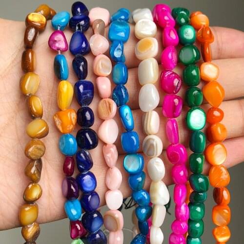 Natural Conch Shell Beads White Blue 6-10mm Irregular Gravel Shell Pearl Beads for Jewelry Making Diy Bracelet Necklace 15