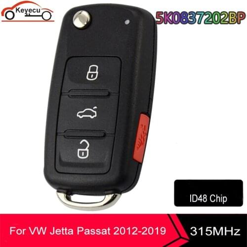 KEYECU Smart Keyless Remote Key Fob NBGFS93N for Volkswagen Jetta Passat 2012-2019 315MHz 5K0837202BP 5K0 837 202 BP ID48 Chip
