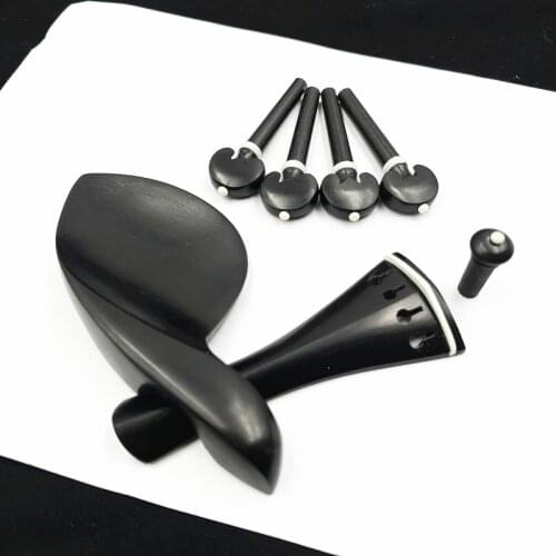Different ebony violin parts 4/4 fiddle accessories pegs,tailpiece,chinrest