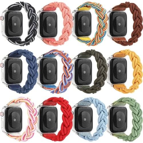 Elastic Woven Nylon Strap for Apple Watch SE Band Series 6 5 4 3 Fashion Bracelet 40mm 44mm 38mm 42mm for iWatch Wrist Belt