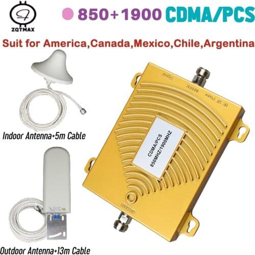 ZQTMAX 2G 3G 4G repeater gsm 850 pcs 1900Mhz DUAL Band Signal Booster UMTS LTE Data smartphone mobile signal amplifier + antenna