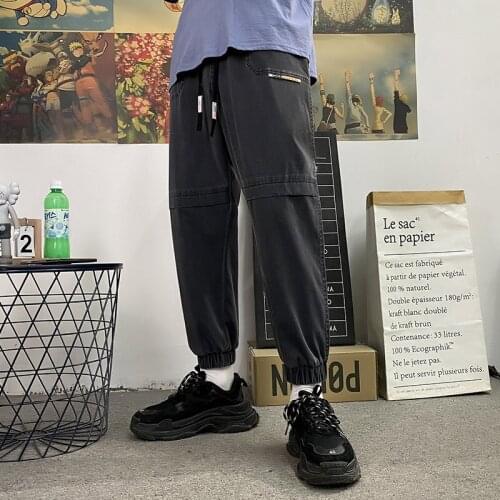 2021 New Spring Fashion Ankle-Length Polyester Baggy Pants Men Joggers Mid-Waist Hip Hop Casual Harem Pants Streetwear Trousers
