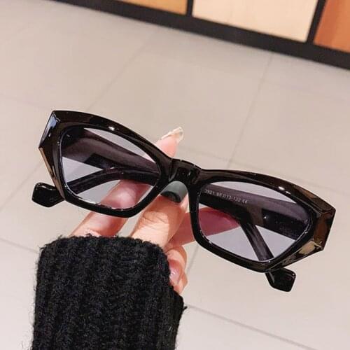 Black Small Glasses Trendy Cat Eye Sunglasses Women Men Designer Brand Luxury Celebrity Fashion Polygon Shades Oculos De Sol