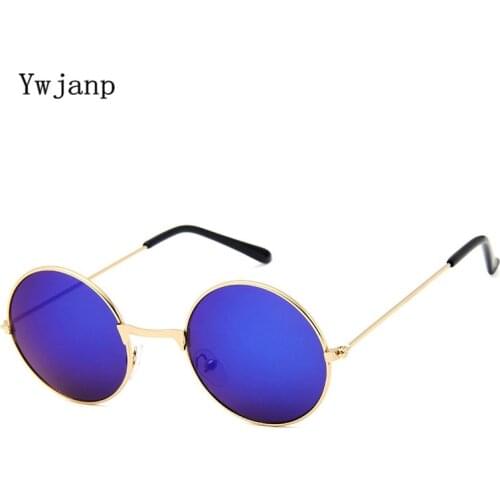 Ywjanp Glasses Women Men Sunglasses Round Metal Frame Brand Designer Mirrored Eyewears Retro Females Male Sun Glasses UV400