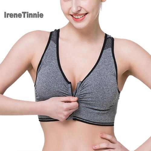 IRENE TINNIE Sports Wear For Women Gym Fitness Cross Back Yoga Bra Solid Gather Sport Top Workout Push Bralette Running Clothes