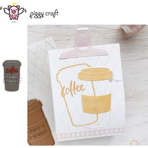 Piggy Craft metal cutting dies cut die mold Coffee letter cup frame Scrapbook paper craft knife mould blade punch stencils dies