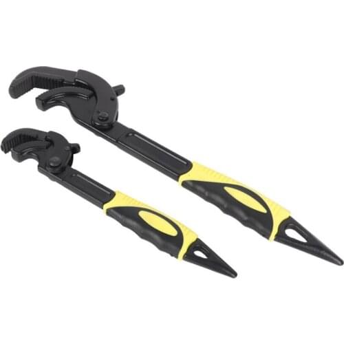 High-carbon Steel Straight Pipe Wrench Set, 33cm & 50cm Plumbing Wrench Multi-functional Wrench Open End Spanner Plumber Tool