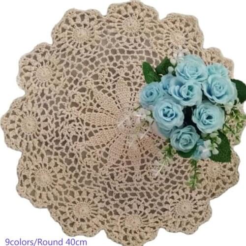 Vintage cotton round placemat cup coaster mug dining kitchen coffee table place mat cloth lace crochet doily tea Christmas pad