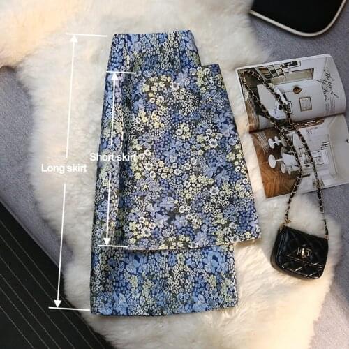 High-end Autumn Embroidery Retro A Line Skirt Korean Elegant Floral Saias Mulher High Waist Straight Bodycon Sexy Jupe Femme