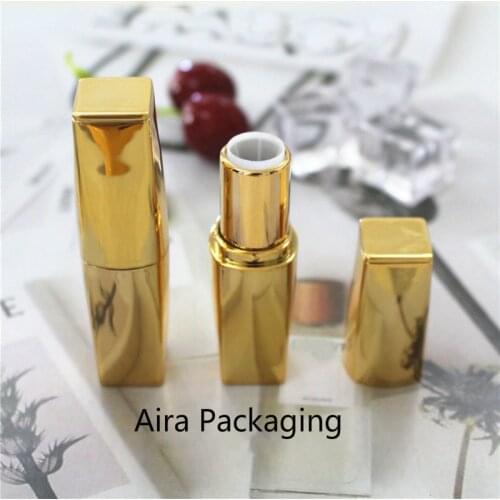 Gold Lipstick Tube 12.1mm Plastic Lip Rouge Sub Bottle Top Grade Lip Balm Container Beauty Tool 40pcs/lot