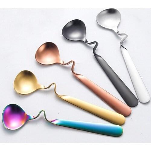 1pcs Coffee Spoon Round Shape Creative Tea/Coffee Cup Hanging Spoons Set 304 Stainless Steel Rose Gold Heart Teaspoon Tableware