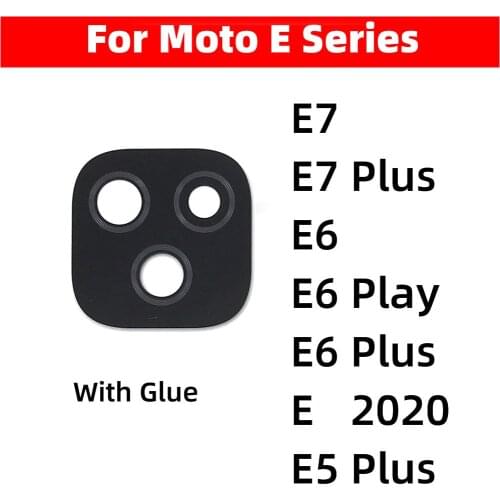 2 PCS For Motorola Moto E7 E6 E5 Plus Play E 2020 Back Rear Camera Glass Lens With Adhesive Glue Smartphone Repair Part