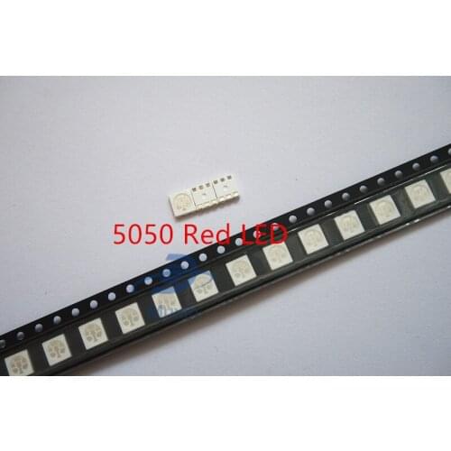 50pcs 5050 LED SMD Chip Red Surface Mount 60mA DC 2V SMT Beads Super Bright LED Light Emitting Diode Lamp Electronic Components