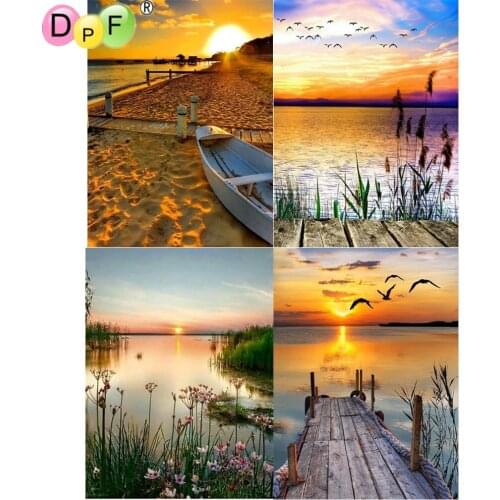 DPF 5D Round/Square full Diamond Painting Cross Stitch Sunset Diamond Embroidery Mosaic Needlework kits Home Decor