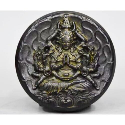 Antique miscellaneous jade collection iron meteorite thousand hands Guanyin Bodhisattva pendant statue