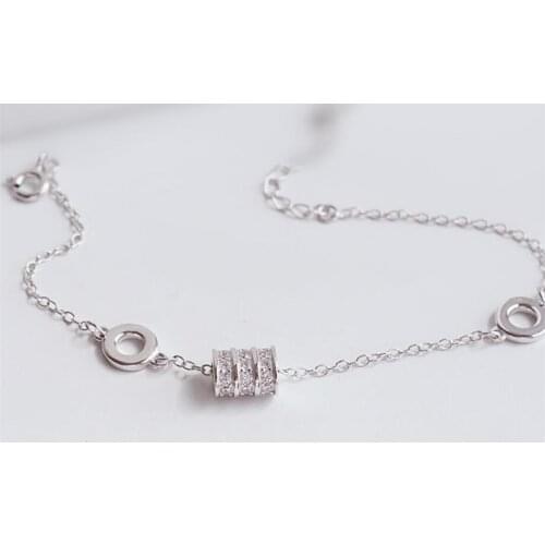 Sole Memory Simple Cylinder Luck Zircon Fashion Exquisite Geometry 925 Sterling Silver Female Resizable Bracelets SBR184