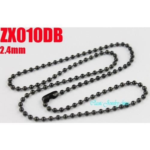 Black color stainless steel ball chain 2.4mm beads necklace with waist buckle chains fashion Jewelry parts 20pcs ZX010DB