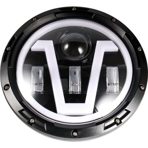 Custom Black Motorcycle Headlight Aluminum 7 inch 12V LED Angle Eyes Projector Hi-Lo Beam DRL Turn Signal Lamp Headlamp Touring