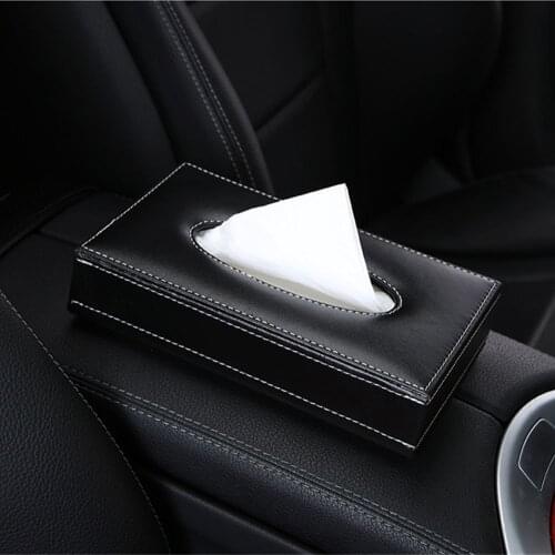 Black Car Leather Tissue Box Car Decoration Napkin Holder Paper Towel Box