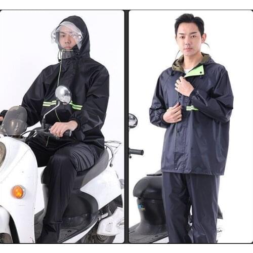 2021 Black Raincoat Suit Impermeable Women/Men Hooded Motorcycle Poncho Hiking Fishing Rain Gear